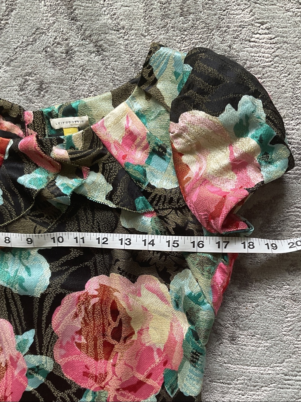 Anthro/Leifsdottir silk Metallic Brocade Rose Floral Top - Picture 5 of 9